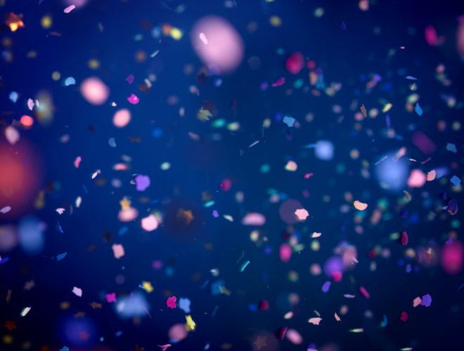Dark blue background with confetti horizontal