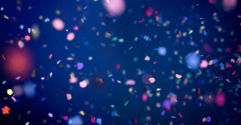 Dark blue background with confetti horizontal